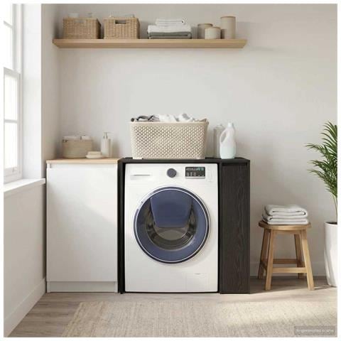 Mobiletto per lavatrice con porta Rovere Nero 87 x 60 x 89 cm - Foto 2