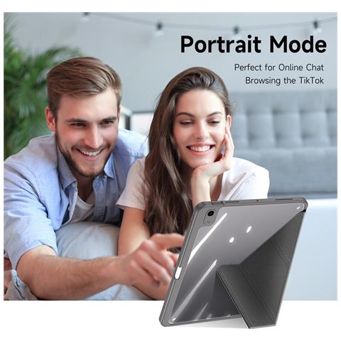 Cover per iPad Air (2022) - TPU+PC+Pelle /PU, Grigio, Auto Wake /Sleep - Foto 2