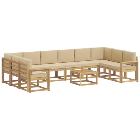 Set di divani da esterno con cuscino 11 pcs Bianco e Beige - Foto 1