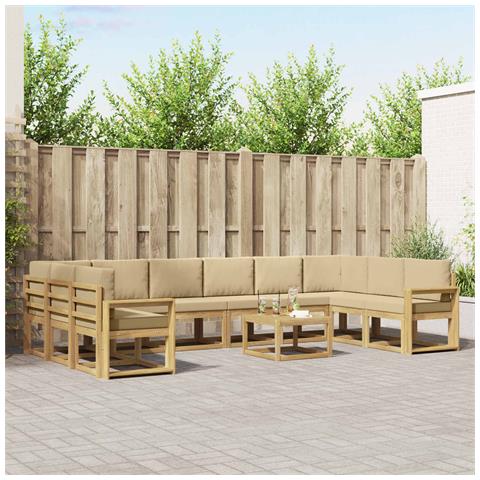 Set di divani da esterno con cuscino 11 pcs Bianco e Beige - Foto 2