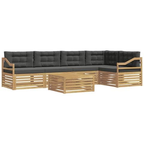Set di divani da esterno 6 pcs Bianco e Antracite Poliestere - Foto 1
