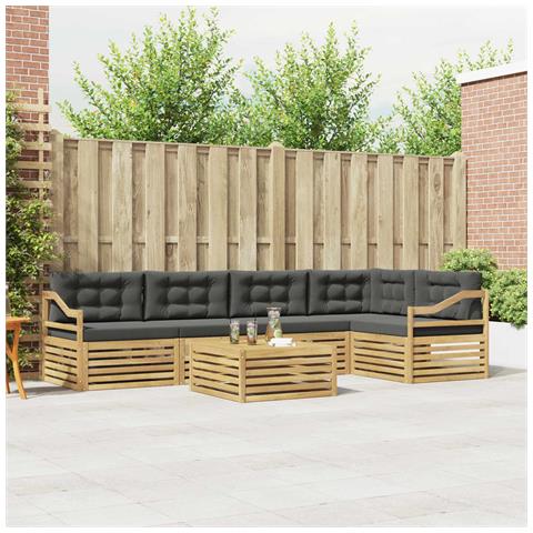 Set di divani da esterno 6 pcs Bianco e Antracite Poliestere - Foto 2