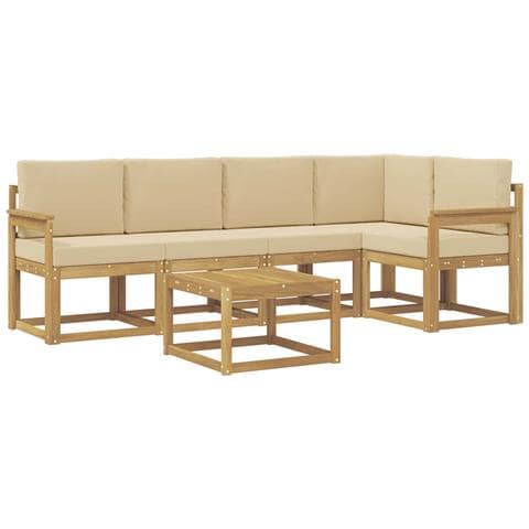 Set di divani da esterno con cuscino 6 pcs Bianco e Beige - Foto 1