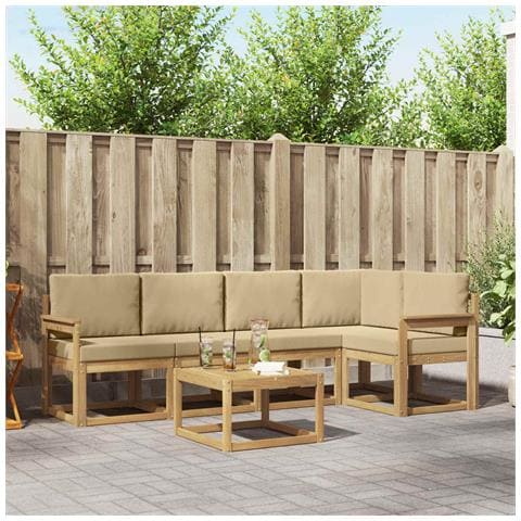 Set di divani da esterno con cuscino 6 pcs Bianco e Beige - Foto 2