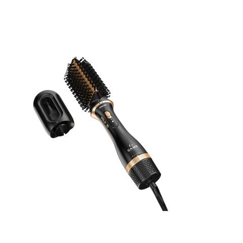 Multistyler Gold Ion: è lo strumento multifunzione che rivoluziona la tua routine di styling. Include due accessori intercambiabili: la spazzola a doppia testa con setole miste, e l'asciugacapelli, perfetto per preparare la chioma prima dello styling. Dotato di 2 velocità, 3 impostazioni di temperatura e una potenza di 1200W. - Foto 1