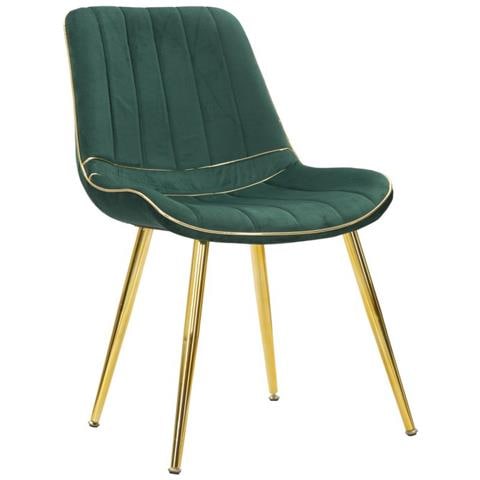 Sedia Paris Verde E Gold In Tessuto Con Gambe Dorate - Set 2 Pezzi - Foto 1