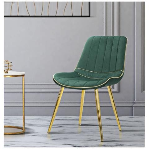 Sedia Paris Verde E Gold In Tessuto Con Gambe Dorate - Set 2 Pezzi - Foto 8
