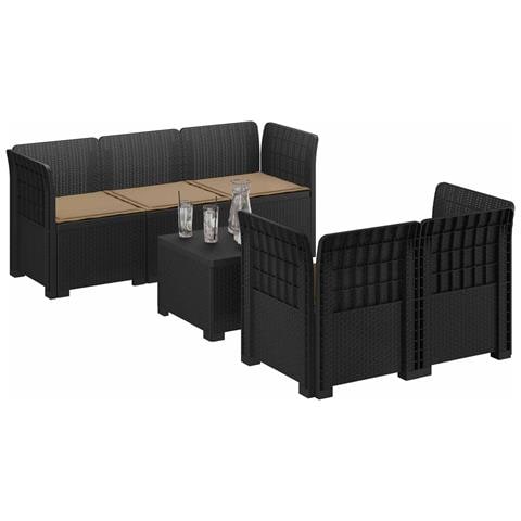 Divano da Giardino 5 Posti con Cuscini Stile Rattan PP - Foto 2