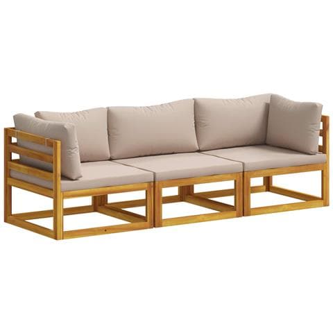 Set di divani 3 pz Naturale Legno di Acacia Massello - Foto 1