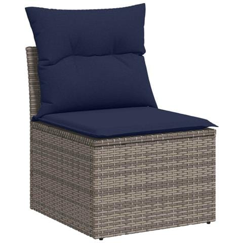 Set di divani 6 pz Grigio e Blu Navy Rattan sintetico e Acciaio - Foto 10