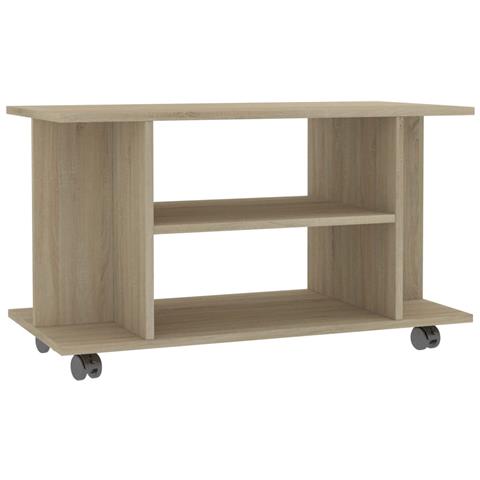 Mobile TV con Ruote Rovere Sonoma 80x40x45 cm Legno Multistrato - Foto 1