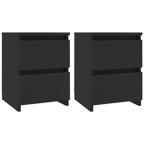 Comodini 2 pz Neri 30x30x40 cm in Legno Multistrato - Foto 1