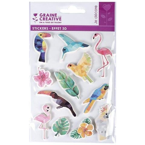 12 Adesivi 3d - Uccelli Tropicali 6 Cm - Foto 3