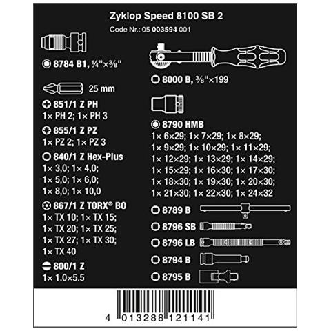 8100 Sb 2 Kit Con Cricchetto Ciclopi Velocità Con Attacco Da 3/8 Metrico, 43 Pezzi - Foto 2