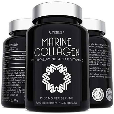 Collagene Marino Supplemento 2400 Mg - 120 Capsule Con Acido Ialuronico E Vitamina C - Premium Di Tipo 1 Collagene Idrolizzato Compresse Per Donne E Uomini - Ad Alta Resistenza Complesso Per La Pelle Ossa Articolazioni - Foto 1