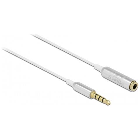 Cavo di prolunga audio stereo jack da 3,5 mm a 4 pin maschio per femmina Ultra Slim da 0,5 m bianco - Foto 1