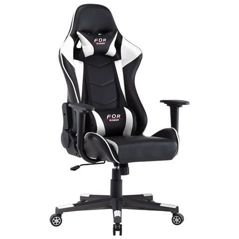 Sedia Da Gioco Agnes, 70x70x125-135 Cm, Ecopelle, Regolabile In Altezza, Bianco E Nero, - Foto 1