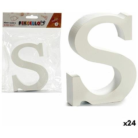 Lettera S Bianco Legno 2 X 16 X 14,5 Cm (24 Unità) - Foto 1
