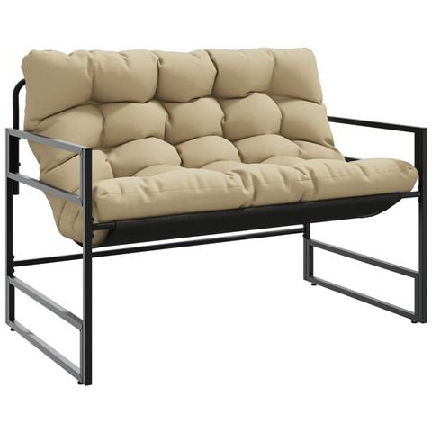 Panchina Da Giardino Con Cuscino Tortora 113 Cm In Acciaio - Foto 2