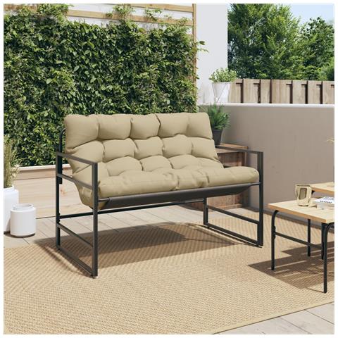 Panchina Da Giardino Con Cuscino Tortora 113 Cm In Acciaio - Foto 3