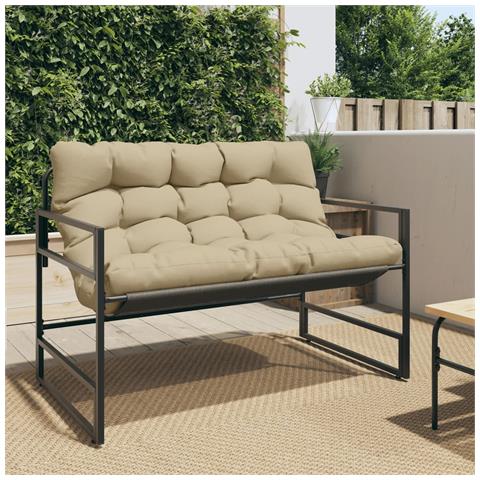 Panchina Da Giardino Con Cuscino Tortora 113 Cm In Acciaio - Foto 1