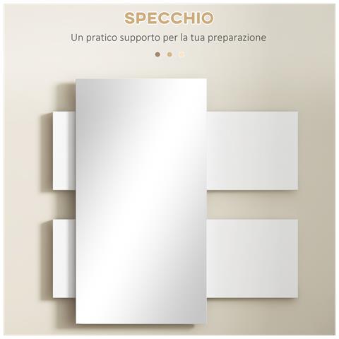 Mobile Da Ingresso 2 In 1 Con Specchio Da Parete 75x3.5x75 Cm E Cassetto 75x30.5x20 Cm, Grigio E Bianco - Foto 2