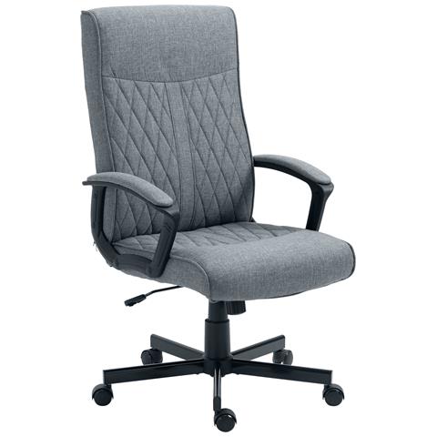 Sedia Da Ufficio Girevole Con Funzione Dondolo E Altezza Regolabile, 65x72x102-112.5cm, Grigio - Foto 1