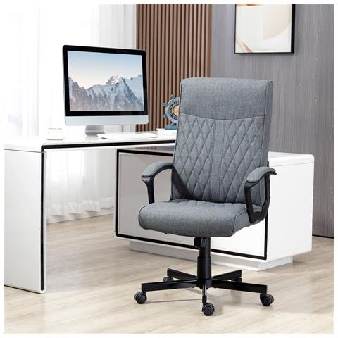 Sedia Da Ufficio Girevole Con Funzione Dondolo E Altezza Regolabile, 65x72x102-112.5cm, Grigio - Foto 6