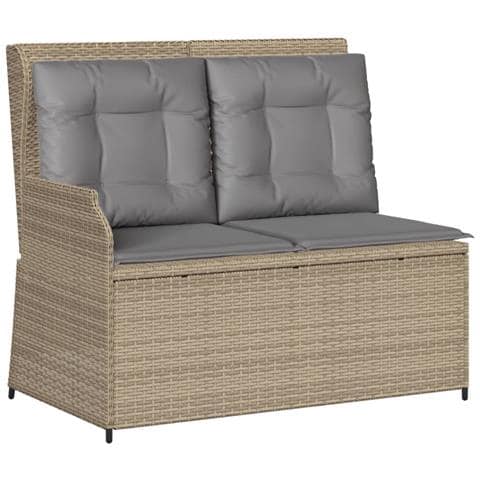 Set Divano Da Giardino 3 Pz Con Cuscini Beige In Polyrattan - Foto 2