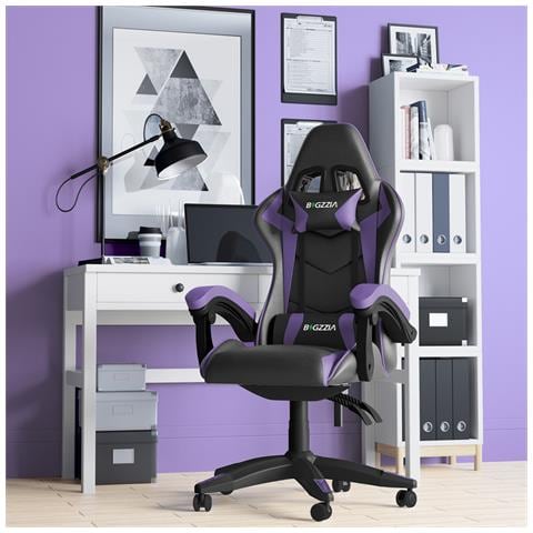 Sedia Ufficio Bracciolo Regolabile, Poltrona Ergonomica Con Supporto Lombare, Schienale Reclinabile E Altezza Regolabile, Rotelle Girevoli A 360°- Viola - Foto 1