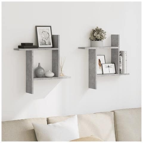 Mensole A Muro 2pz Grigio Cemento 50x12x50 Cm In Truciolato - Foto 3