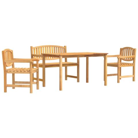 Set da Pranzo per Giardino 4 pz in Legno Massello di Teak - Foto 1