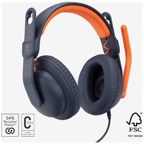 Zone Learn Auricolare Cablato A Padiglione Studio USB tipo-C Blu, Arancione - Foto 2