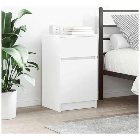 Comodini 2 pz Bianchi 39x35x65 cm in Legno Multistrato - Foto 1