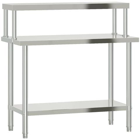 Tavolo Lavoro Cucina Con Ripiano 110x55x120 Cm Acciaio Inox - Foto 2