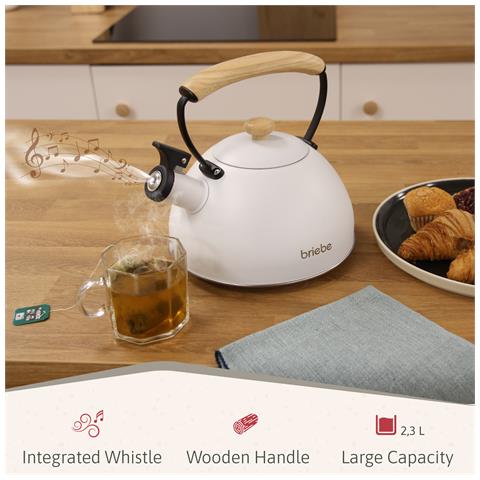 Skt1177wht Nordic Tostapane A Fessura Larga 2 Fette + Bollitore Induzione Con Fischio 2,3 L 870w Bianco - Foto 2