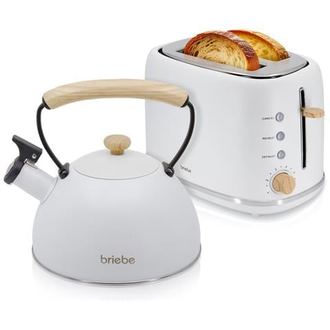 Skt1177wht Nordic Tostapane A Fessura Larga 2 Fette + Bollitore Induzione Con Fischio 2,3 L 870w Bianco - Foto 1