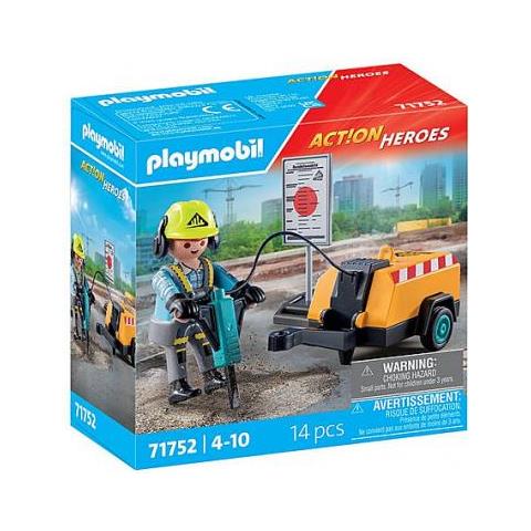 Playmobil 71752 Martello Pneumatico E Operaio Addetto Alla Segnalazione - Foto 1