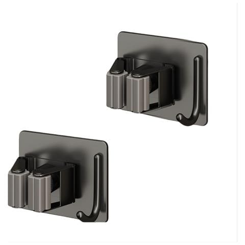 Porta Mocio In Metallo Brunito - Stoccaggio Sicuro Ed Elegante (confezione Da 2) Black - Foto 1