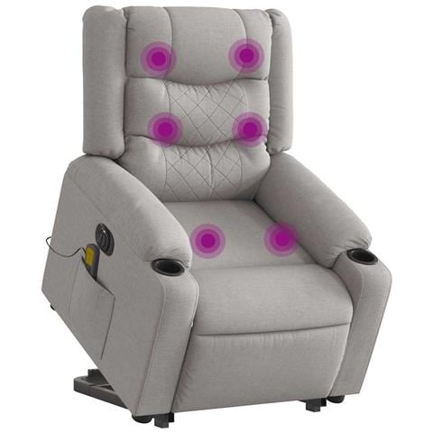 Poltrona Alzapersona Massaggi Elettrica Grigio Nuvola Tessuto - Foto 1