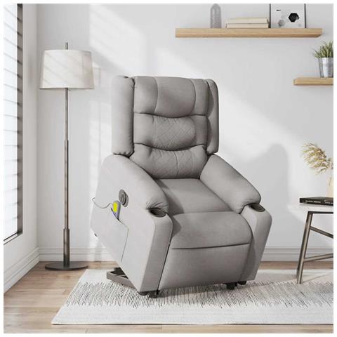 Poltrona Alzapersona Massaggi Elettrica Grigio Nuvola Tessuto - Foto 2