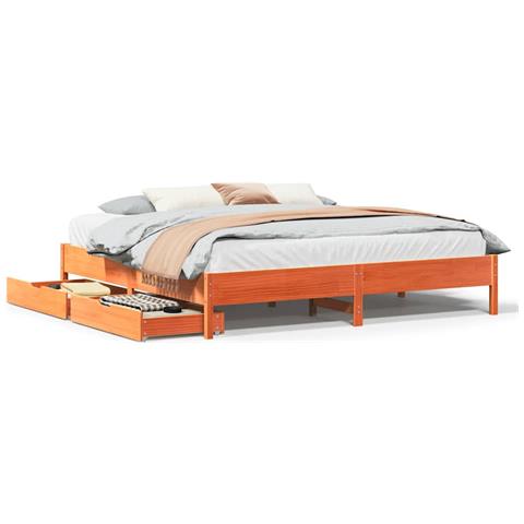 Letto senza Materasso Marrone Cera 200x200 cm in Legno di Pino - Foto 1