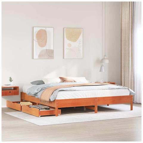 Letto senza Materasso Marrone Cera 200x200 cm in Legno di Pino - Foto 2