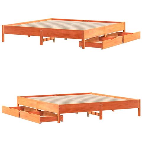 Letto senza Materasso Marrone Cera 200x200 cm in Legno di Pino - Foto 9
