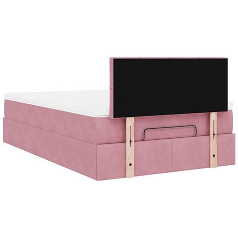 Struttura Letto Pouf con Materasso Rosa 120x200 cm Velluto - Foto 9