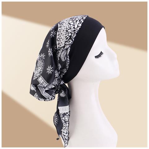 Berretto Chemio In Raso Stampato Con Laccetti - Protezione Confortevole Per La Testa - Foto 2