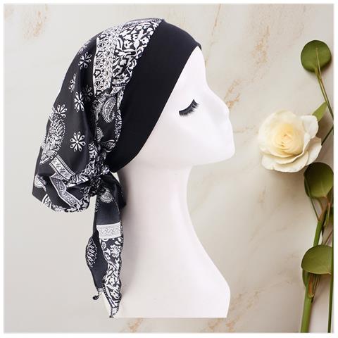 Berretto Chemio In Raso Stampato Con Laccetti - Protezione Confortevole Per La Testa - Foto 3