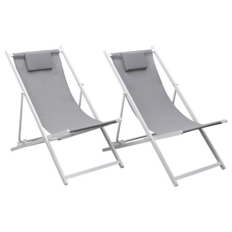 Set Di 2 Sedie Cyprus - Struttura In Textilene Grigio /bianco - Foto 1