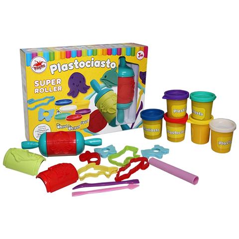Set Creativo Di Pasta Modellabile Per Bambini Con Rullo / Stampini / Accessori, Multicolore - Foto 1