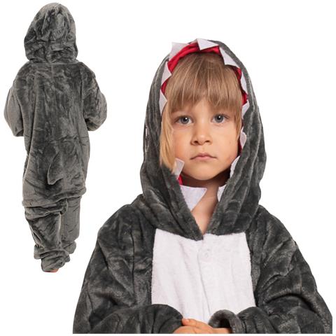 Pigiama Per Bambini Kigurumi Onesie Costume Squalo Grigio 105-115 Cm - Foto 1